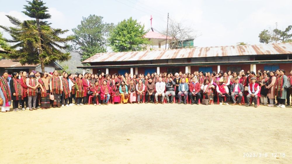 Different SHGs along with the SBI staff at Aghunato on March 6.