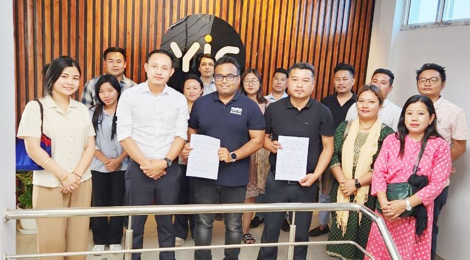 AGM of PPSL Atit Kumar, YIC Manager Neikepekho Shosahie, and James Kithan, Manager YouthNet with others during the MoU signing on March 13.