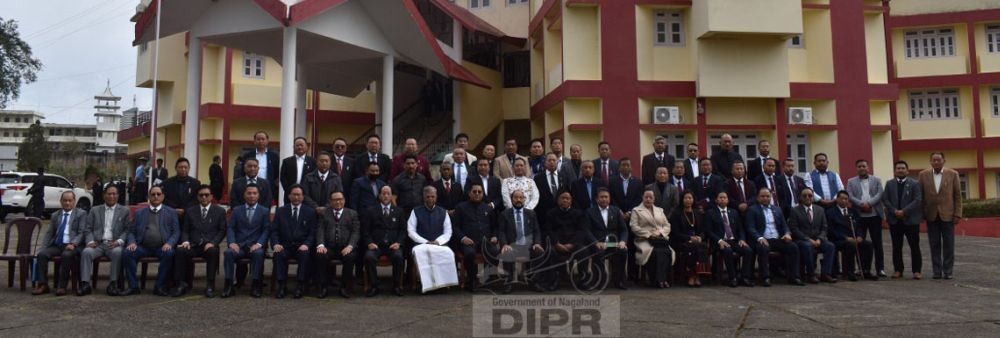 Governor of Nagaland, La Ganesan with Legislators of the 14th Nagaland Legislative Assembly at NLA Secretariat Kohima on March 21. (DIPR Photo)