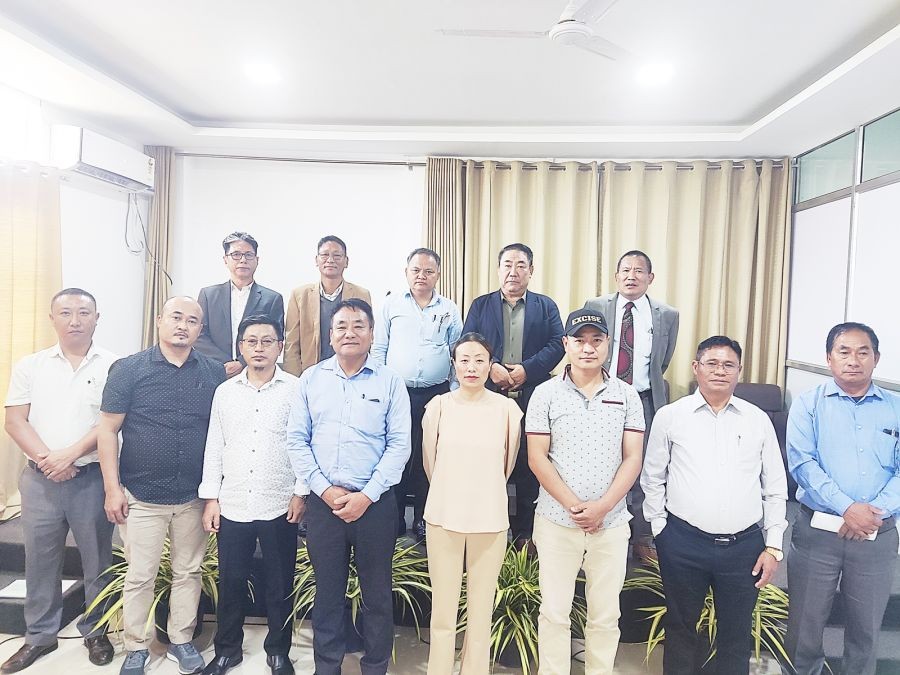 Advisor Moatoshi Longkumer with Excise department officials during an introductory meeting held in Dimapur on March 25.