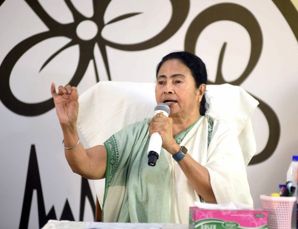 Birbhum: West Bengal Chief Minister Mamata Banerjee speaks during a meeting, in Birbhum district, on Friday, March 24, 2023. (Photo:IANS)