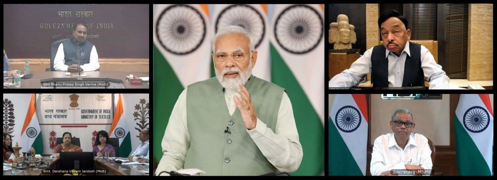 New Delhi : Prime Minister Narendra Modi addresses post-budget webinar on 'PM Vishwakarma Kaushal Samman' via video conference in New Delhi on Saturday, March 11, 2023. (Photo:IANS/Twitter)