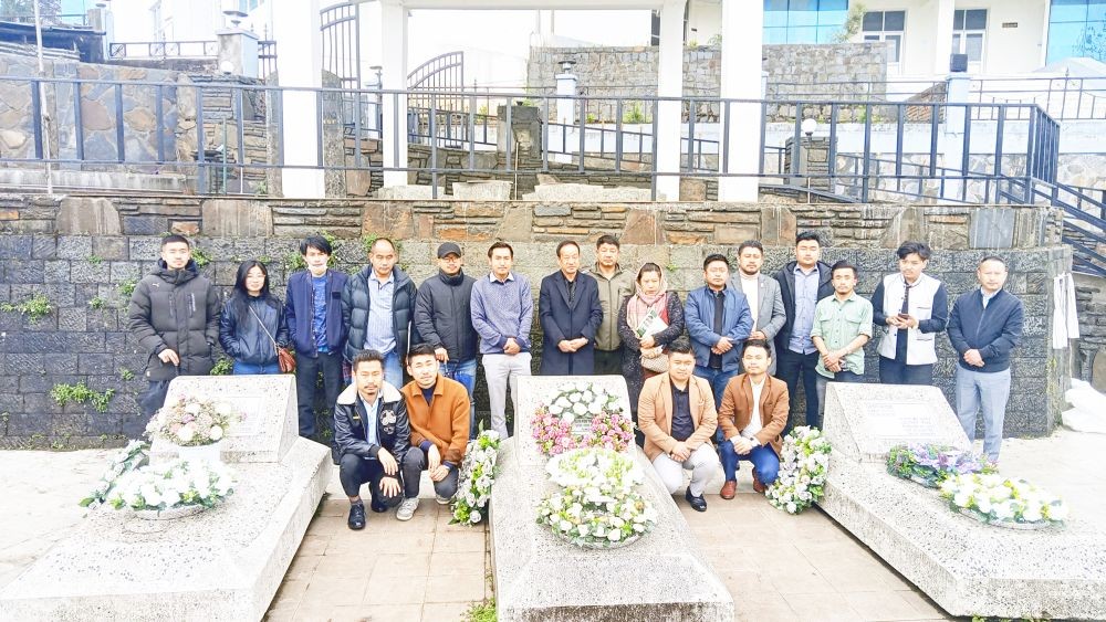 NSF leaders and others during the memorial service at NSF Martyr’s Park, Kohima on March 20. (Morung Photo)