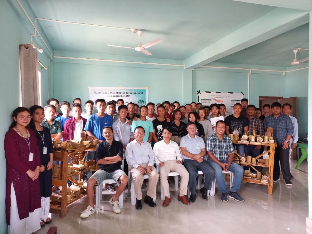Participants and officials of the 15-day training on bamboo craft conducted at Life Ministry Learning Centre, Naga United Village, Chümoukedima.