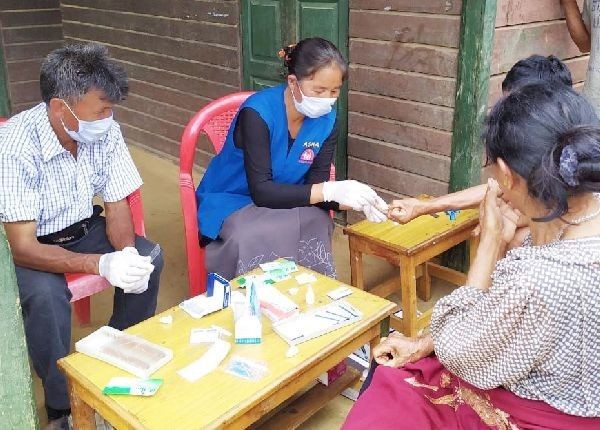 Health workers screening people in Phek as part of the National Vector Borne Disease Control Programme to eliminate Malaria. (File Photo)