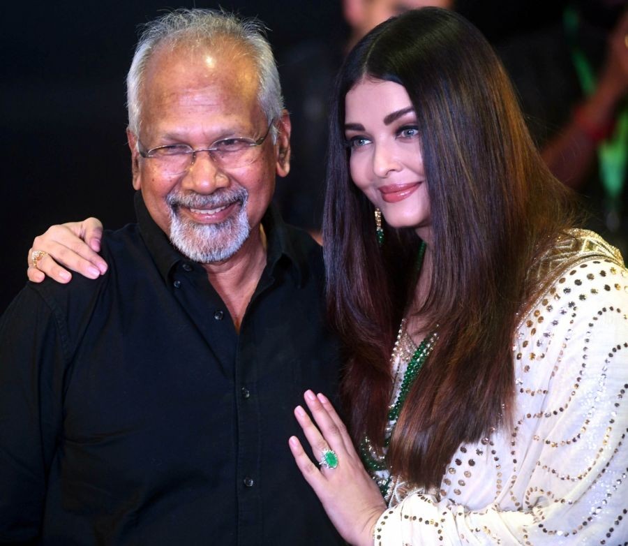 Mumbai: Director Mani Ratnam with actress Aishwarya Rai Bachchan during the press conference for their upcoming movie Ponniyin Selvan: Part Two,in Mumbai,on Tuesday, April 25, 2023. (Photo:IANS)