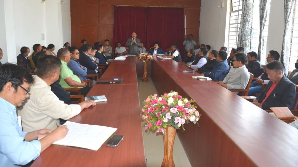 Zunheboto DPDB meeting underway at the DC Office conference hall, Zunheboto on April 14. (DIPR Photo)