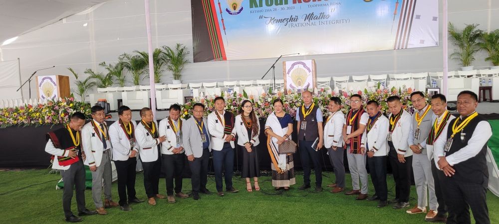Minister Salhoutuonuo Kruse at the 30th biennial conference of ASU held at Tuophema village on April 29. (Morung Photo)
