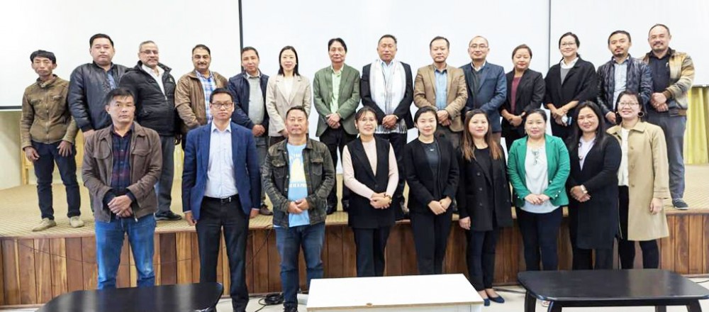 IT&C officials with outgoing Principal Secretary K D Vizo in Kohima on April 3.