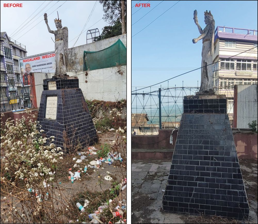 A park near Old MLA Hostel Junction, Phoolbari, Kohima which was left unattended and littered with plastic and other waste materials was recently cleaned up. The Morung Express had earlier on its March 20, 2023 issue highlighted on the unattended plight of the park. (Morung Photo)