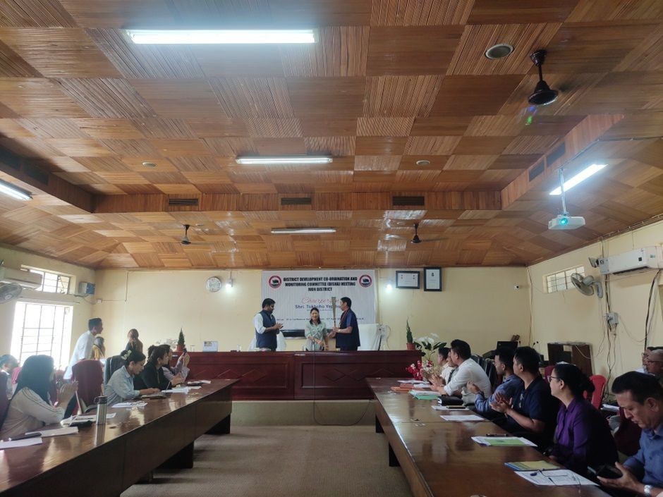 Tokheho Yepthomi, Member of Parliament, Lok Sabha, during the Mon District Development Co-ordination and Monitoring Committee (DISHA) meeting on April 25 at Deputy Commissioner Conference Hall Mon.