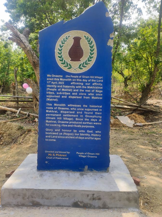 ‘Historic monolith’ at Makhrai (Makhel) erected by Onaeme (People of Oinam Hill village)