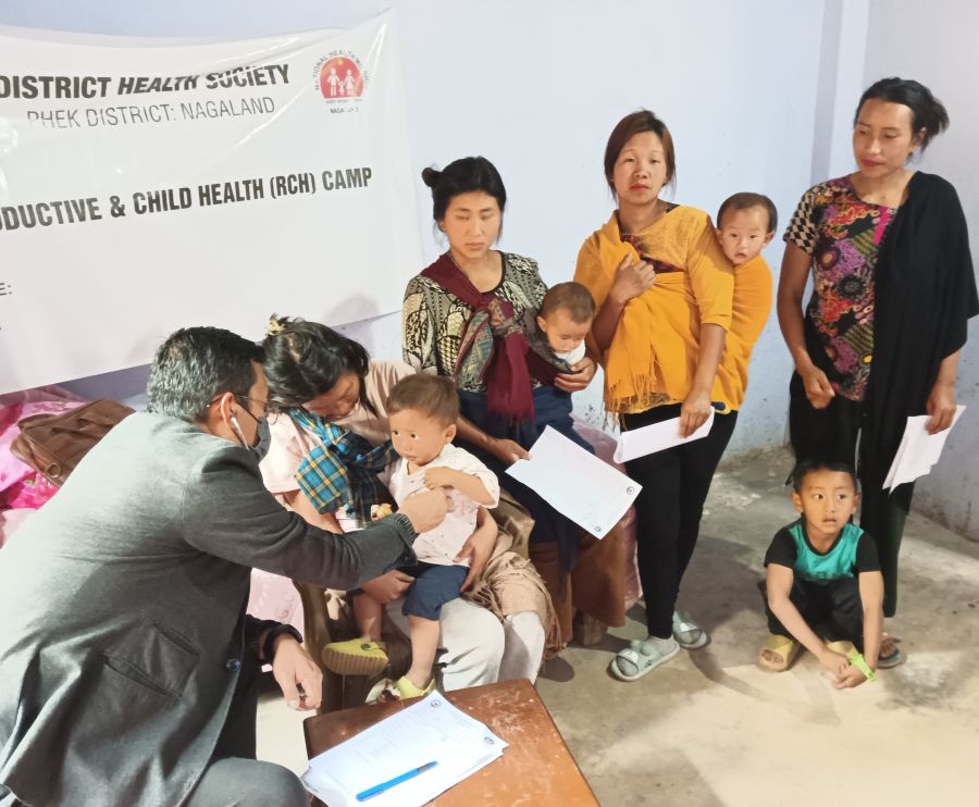 Dr Seyiekhrietuo Rutsa attending patients at Khomi village on April 19.
