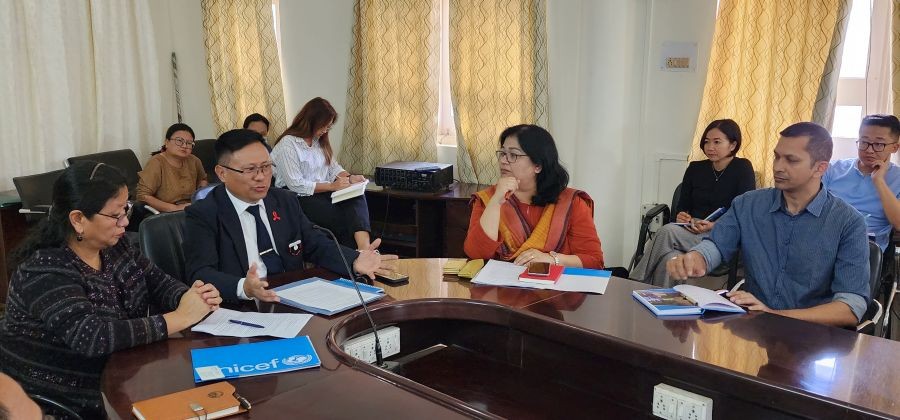 (Center) Y Kikheto Sema, IAS, Commissioner& Secretary, DoHFW, Nagalnd with Dr Madhulika Jonathan, UNICEF Chief, Assam-NE to his left and Dr Vibeituonuo M Sachu, PD, DoHFW to his right.