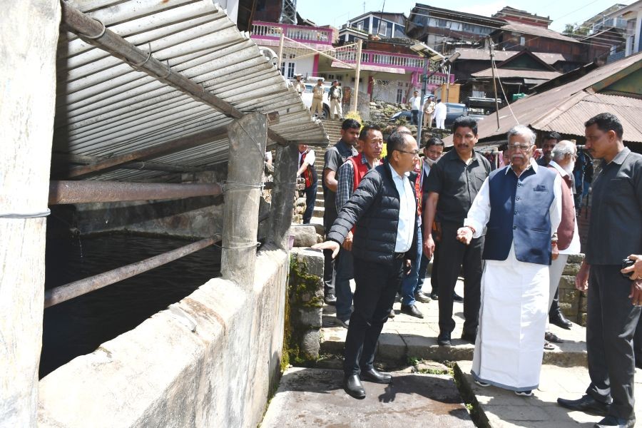 Governor of Nagaland, La. Ganesan during his visit to Khonoma village on April 6.