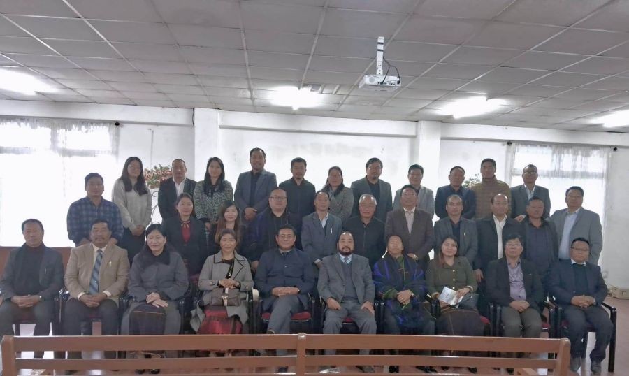 Lotha legislators with others during thanksgiving program in Kohima on April 2.