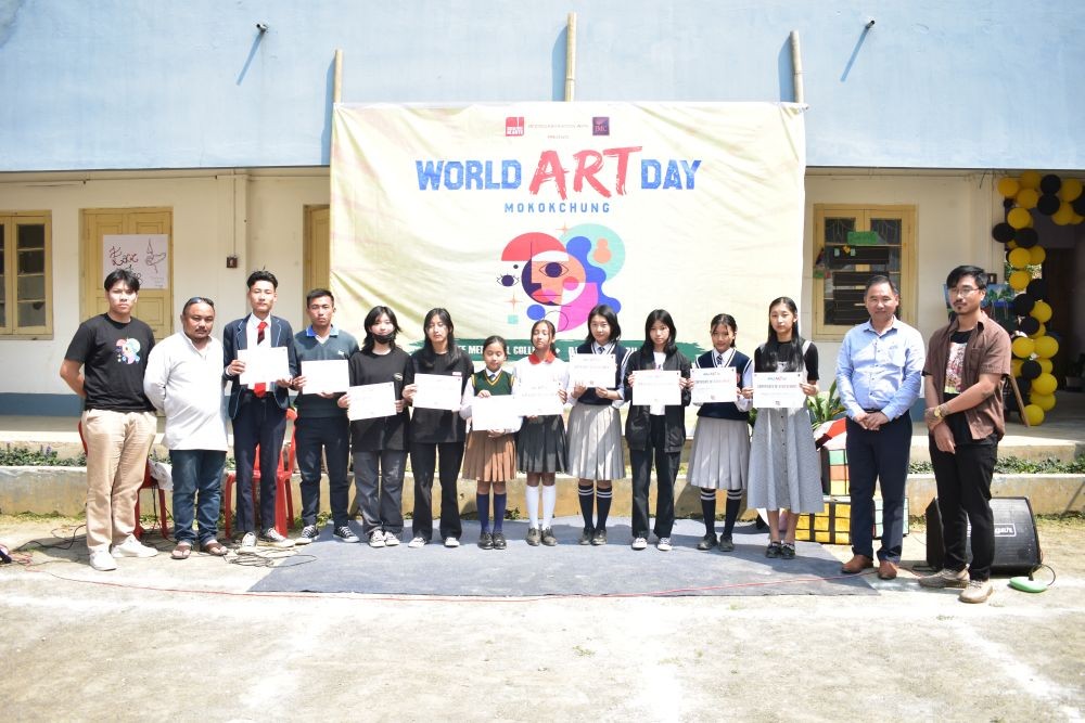 Winners of the World Art Day Painting competition at JMC Premises, Mokokchung on April 15. (Morung Photo)