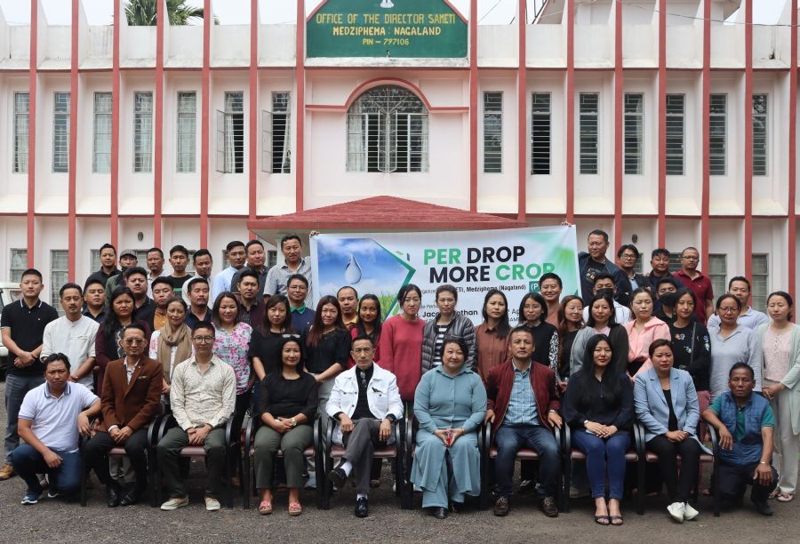 Officials and participants during the valedictory programme of training on Per Drop More Crop at SAMETI Mediphema.