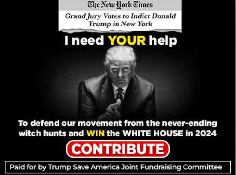 An ad on former President Donald Trump's account on the social media site TruthSocial asking for donations. (Photo Source: TruthSocial)