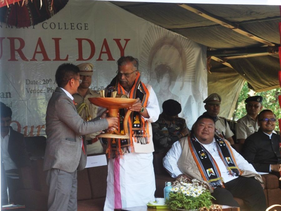 Governor La Ganesan gracing the Phek Government College cultural day held on April 20.