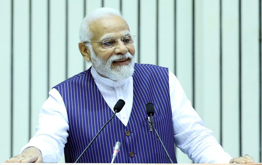 Prime Minister Narendra Modi addresses during the valedictory session and awards ceremony on the occasion of 16th Civil Services Day, in New Delhi on April 21, 2023. (Photo: IANS/Twitter)