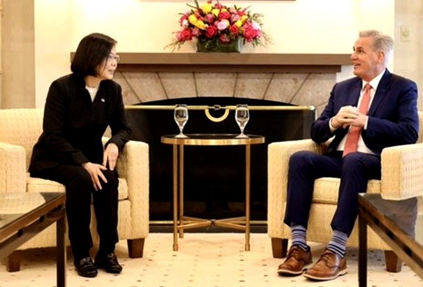 Taiwan President Tsai Ing-wen meets US House Speaker Kevin McCarthy.(Photo:twitter.com/SpeakerMcCarthy)