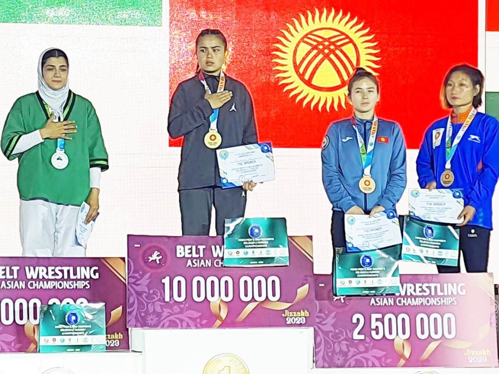 Vekhonielü Cürhah with other medal winners at Asian Belt Wrestling C’ship 2023.