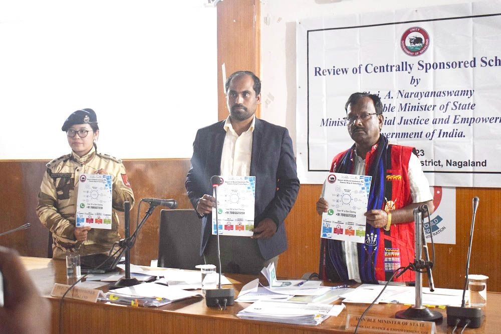 Minister of State for Social Justice & Empowerment, GoI, A Narayanaswamy during the launch of the Wokha SAATHI chatbot single point hub on May 19. (DIPR Photo)