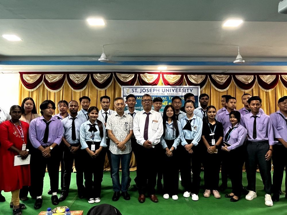 Rev Dr Chingmak Chang, founder and Secretary, ECS Tuensang delivered a motivational talk at St Joseph University, Chümoukedima on May 5 last.