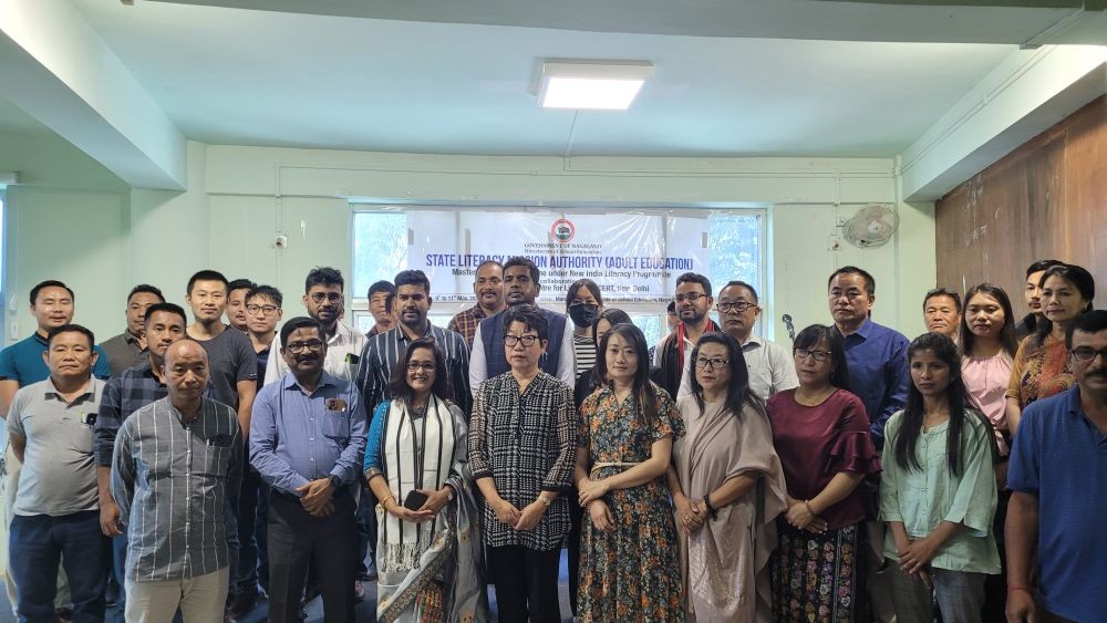 Kevileno Angami with others during the inaugural programme of training for master trainers on NILP in Kohima on May 9. (Morung Photo)