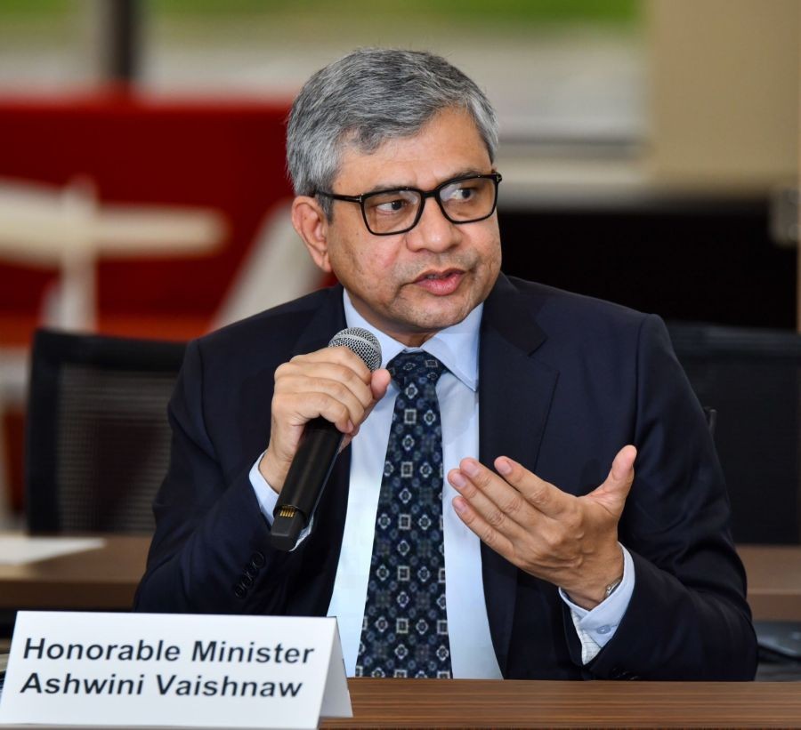 California: Communications, Electronics & Information Technology Minister Ashwini Vaishnaw speaks during his visit to the SEMI Global Headquarters, in California, USA, on Tuesday, May 09, 2023.  (Photo: IANS/Twitter)