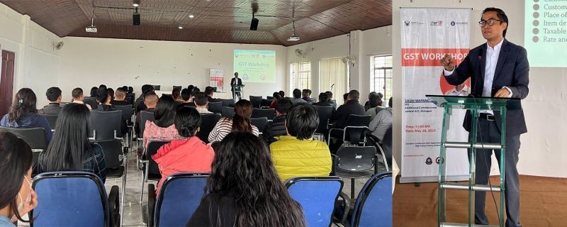 Sashi Wapang Lanu, IRS, Additional Commissioner Central addressing the workshop on GST in Kohima on May 26.