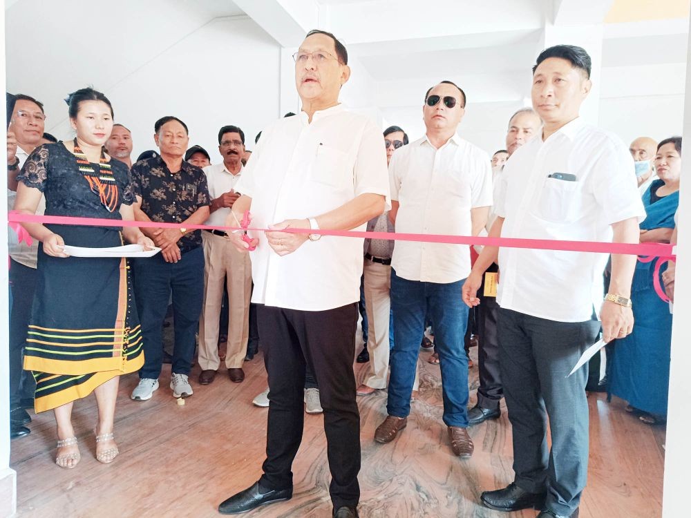 Advisor Zhaleo Rio inaugurates the Medziphema Town Council office at City Centre, Medziphema on May 23.