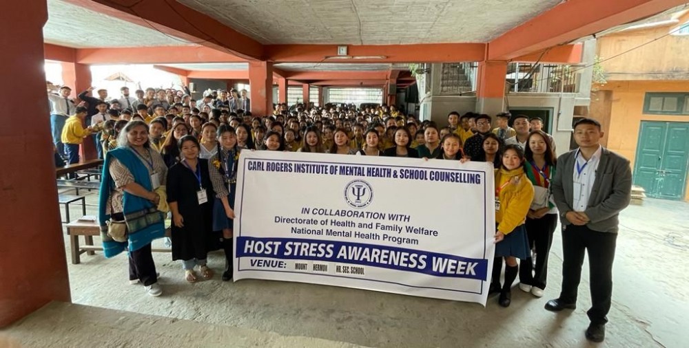 Resource persons with students during stress management week in Kohima on May 22.
