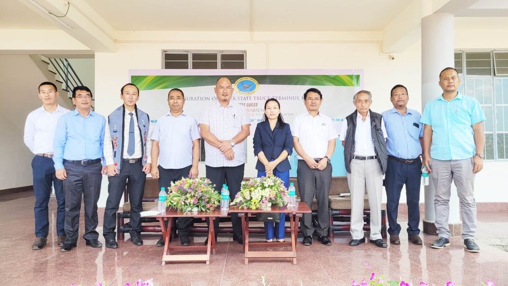 Temjenmenba with others during the inauguration of Inter State Truck Terminus in Kohima on May 30. (Morung Photo)