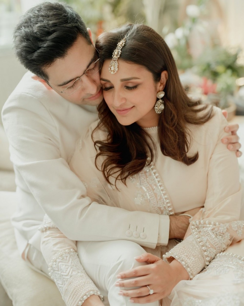 New Delhi: AAP leader Raghav Chadha and his fiance and Bollywood actress Parineeti Chopra, in New Delhi, Saturday, May 13, 2023. (Photo:IANS/Twitter)