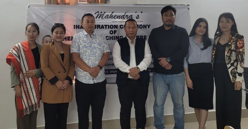 Kudecho Khamo with others during the inauguration of Mahendra’s Education Centre, Kohima on May 17. (Morung Photo)