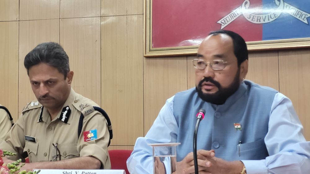 Nagaland Deputy Chief Minister Y Patton with DGP Rupin Sharma during the press conference at PHQ Kohima on May 4. (Morung Photo)
