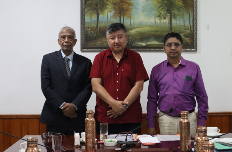 IDAN chairman Abu Metha with representatives from Indrayani Biotech and Sri Sankardeva Netralaya during the consultative meeting held on May 4.