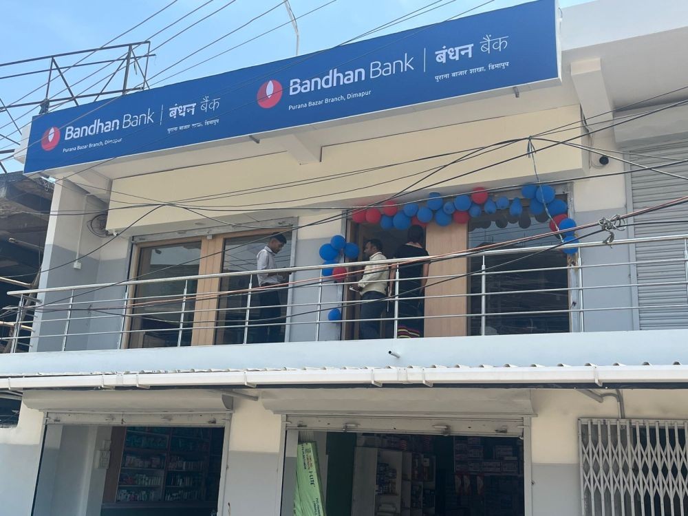 Commissioner of Police, Dimapur, Kevithuto Sophie along with the staffs of Bandhan bank during the opening of its second branch in Dimapur on May 30. (Morung Photo)