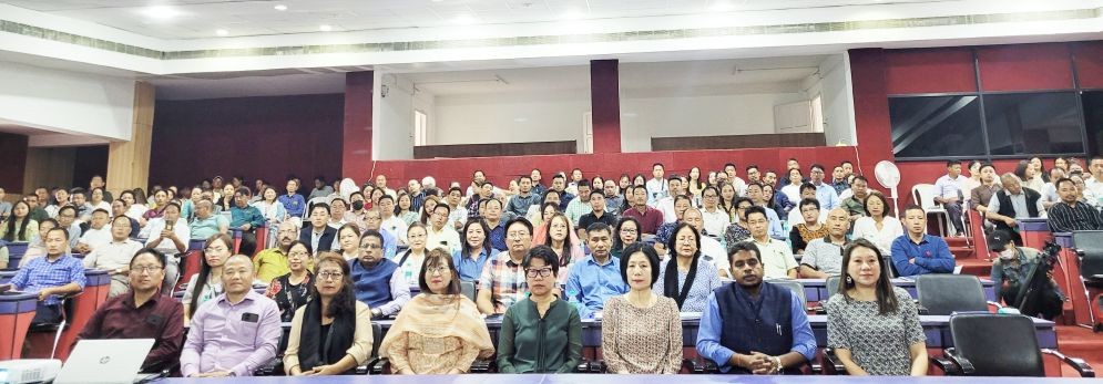 Kevileno Angami and others during the inaugural session of one day workshop for post NAS 2011 and FLS 2022 in Kohima on May 11. (Morung Photo)