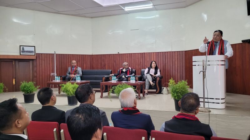 Kakheto Sema addressing seminar on May 26. (Morung Photo)