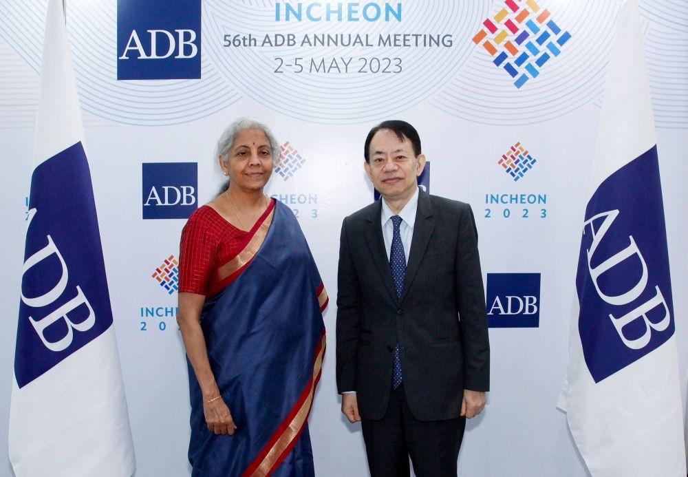 Sitharaman meets ADB chief, says India remains key partner.(photo:@FinMinIndia)