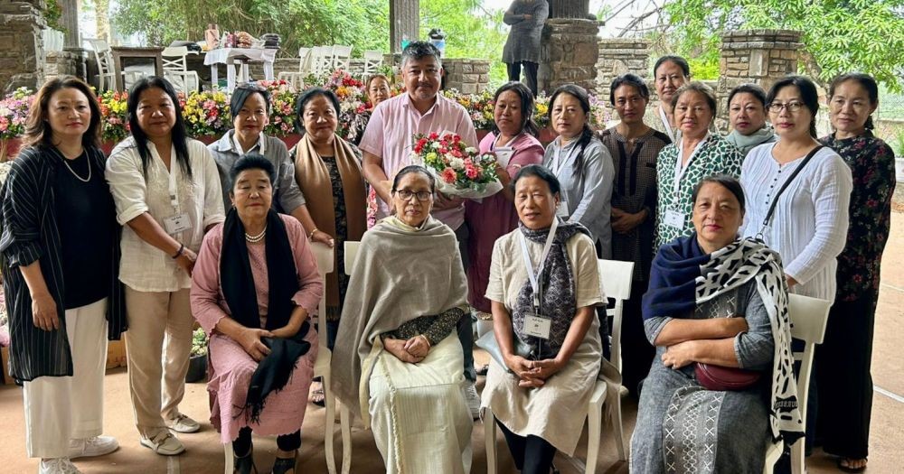 Advisor, Abu Metha and members of Nagaland Flower Growers Society during the exhibition and sale of flowers at Kohima on May 13.
