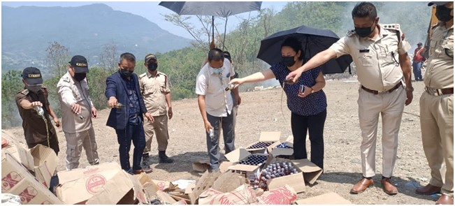 A total of 15137 IMFL bottles were destroyed during a destruction of liquor carried out by the office of the Assistant Commissioner of Excise (Zonal) Kohima on May 30.
