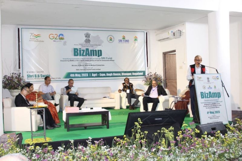 BB Swain, Secretary MSME addressing an outreach programme at the Agri Expo, Chümoukedima on May 4. (DIPR Photo)