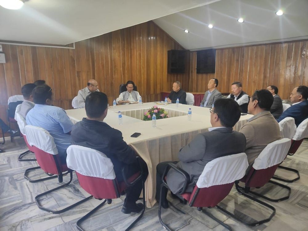 Nagaland’s Power & Parliamentary Affairs Minister  KG Kenye interacts with officers of power department in Kohima on May 16. (Morung Photo)