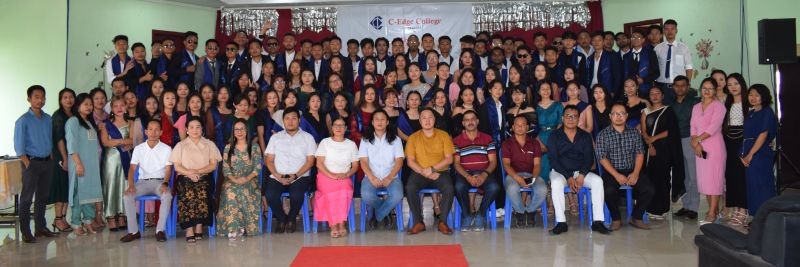 Dr Akum Longchari, Publisher, The Morung Express with the C-Edge college faculty and students at the 9th Commencement Day on May 11.