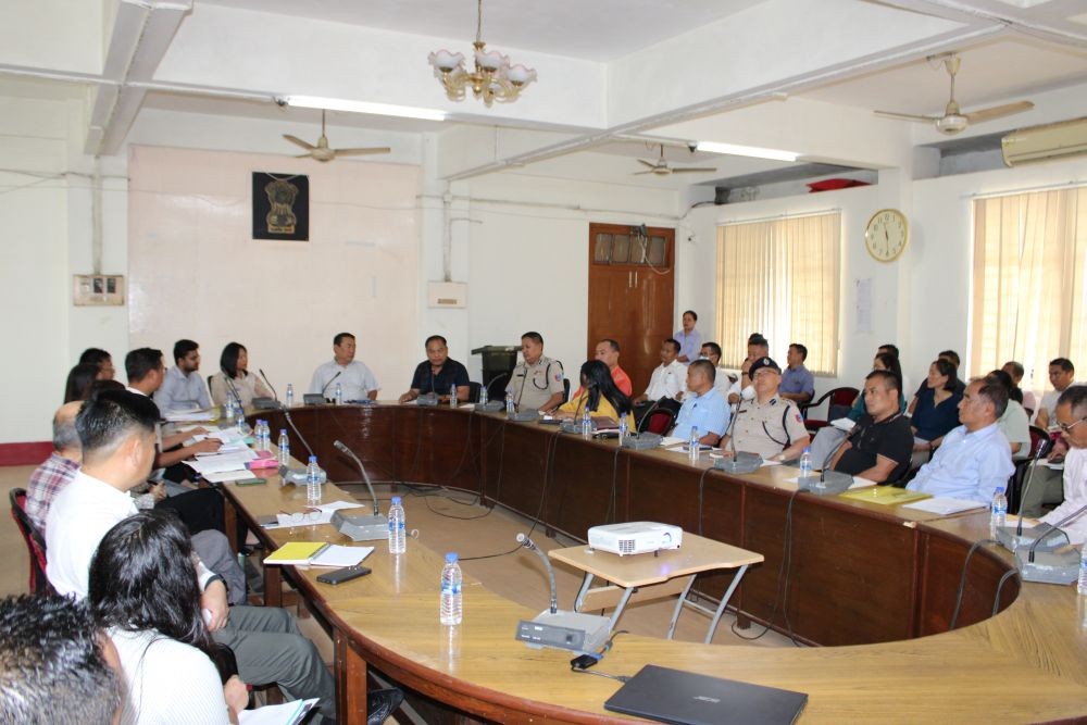 Dimapur DPDB meeting in progress along with Chairman DPDB Dimapur, Moatoshi Longkumer and Advisors Tovihoto Ayemi and Hekani Jakhalu, on  May 5 in the conference hall of DC Dimapur. (Photo Courtesy: DIPR)