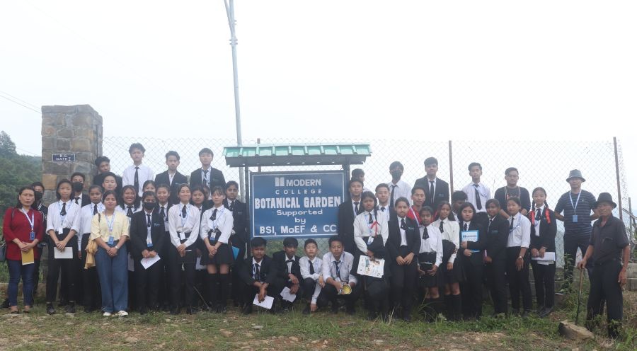 Students of MHSS Kohima during field trip to Botanical Garden at Modern College, Piphema.